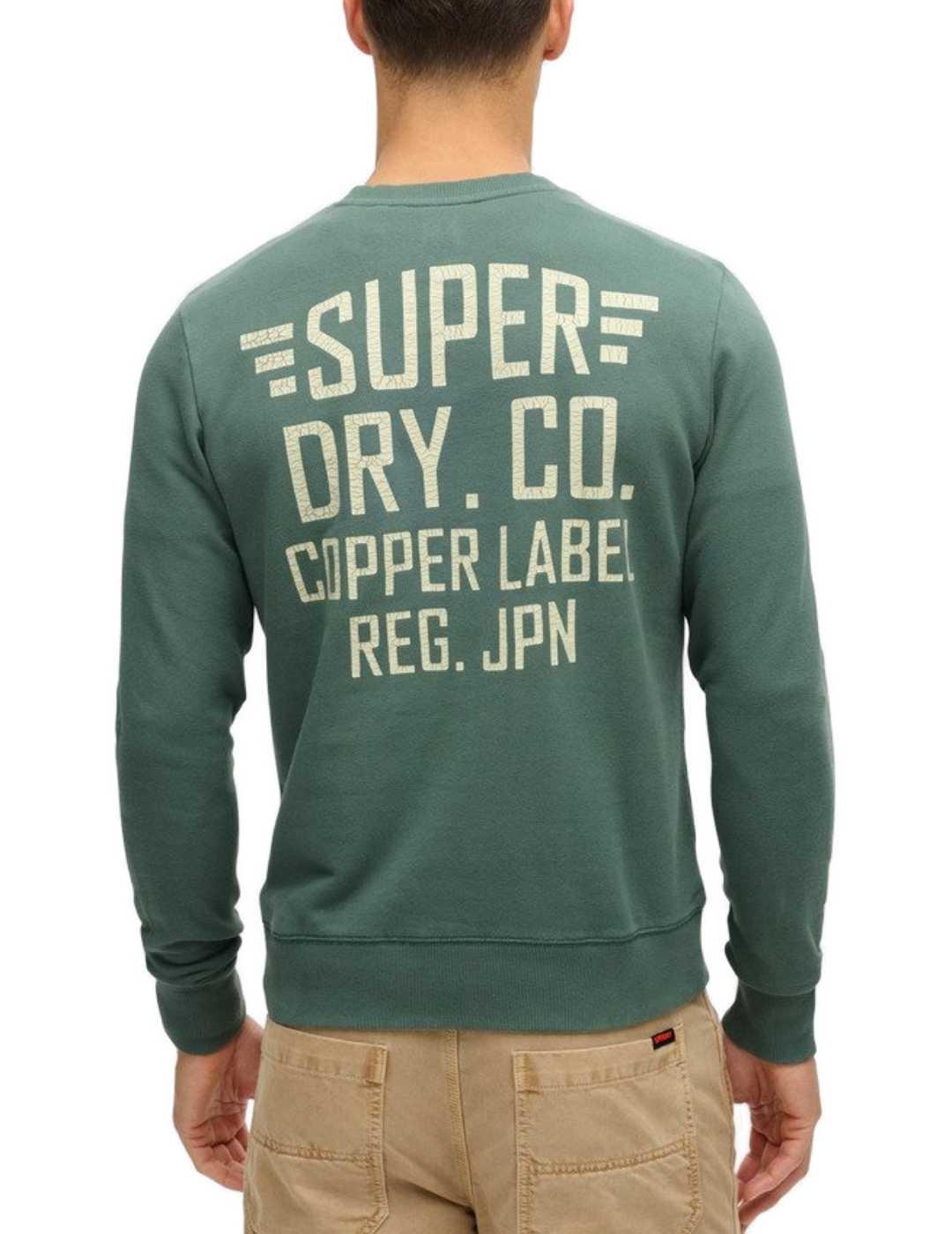 Sudadera Superdry Copper verde sin capucha para hombre