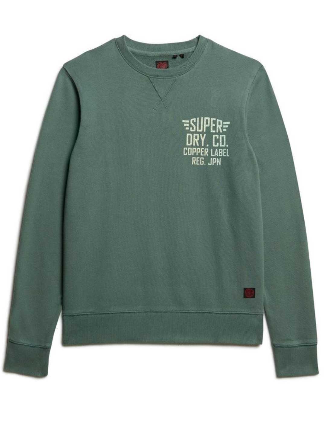 Sudadera Superdry Copper verde sin capucha para hombre