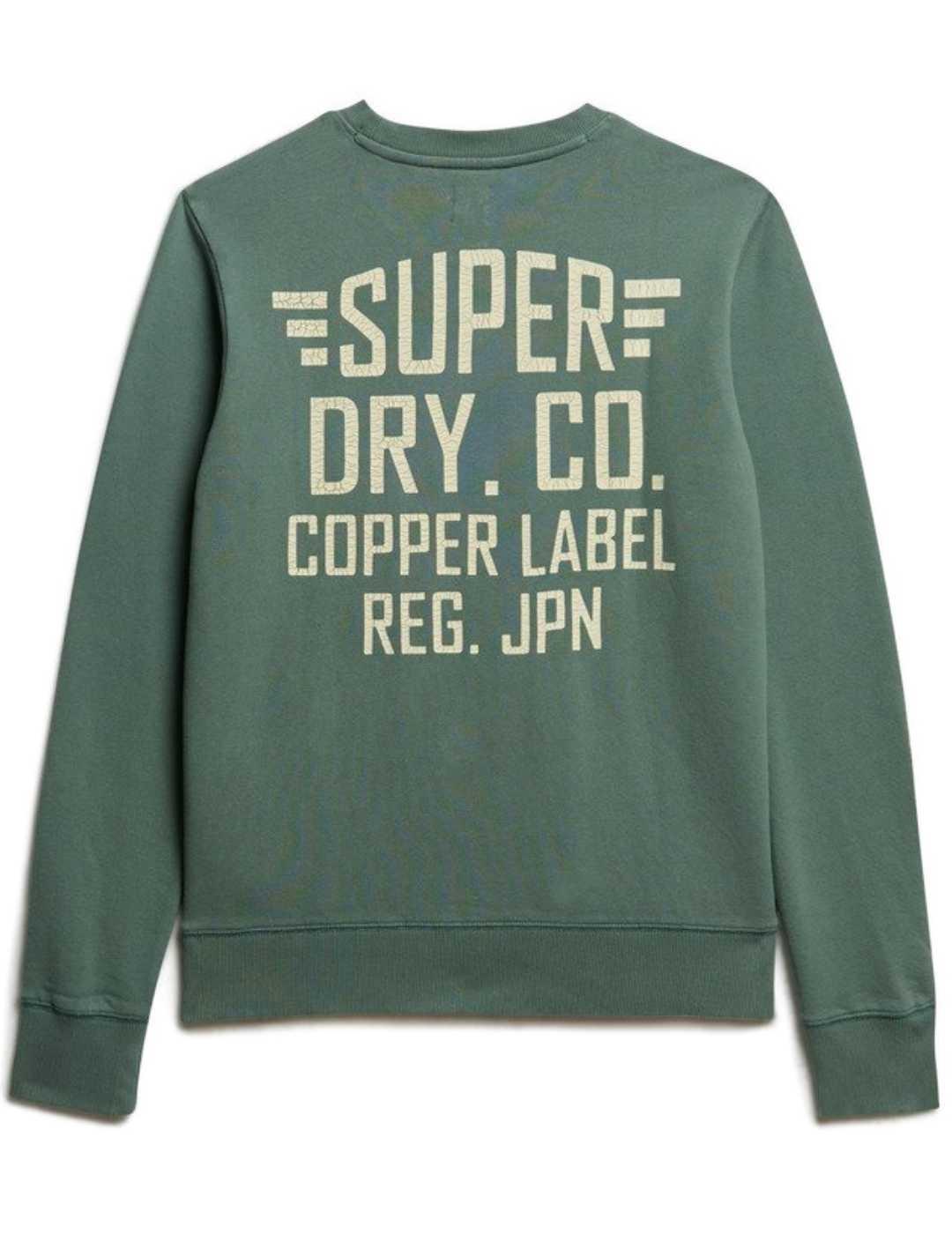 Sudadera Superdry Copper verde sin capucha para hombre