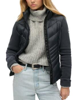 Chaqueta Superdry azul marino polar acolchada para mujer