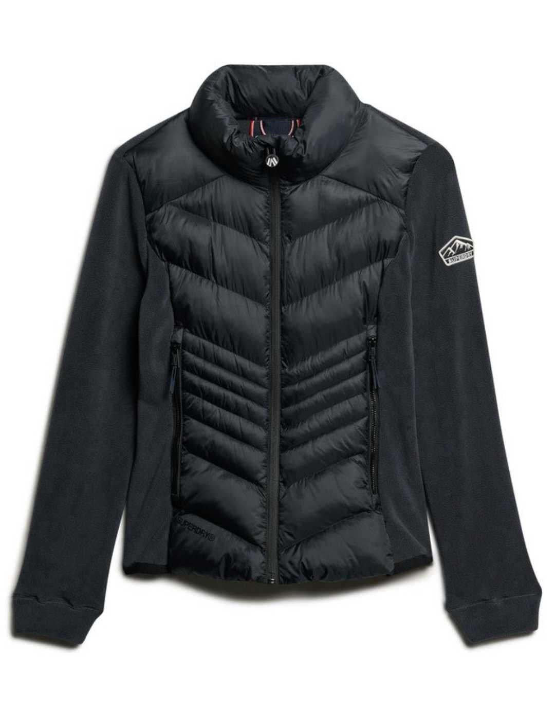 Chaqueta Superdry azul marino polar acolchada para mujer