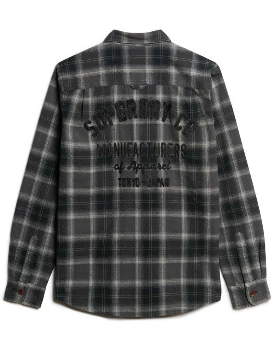 Camisa Superdry Check cuadros negros y grises para hombre