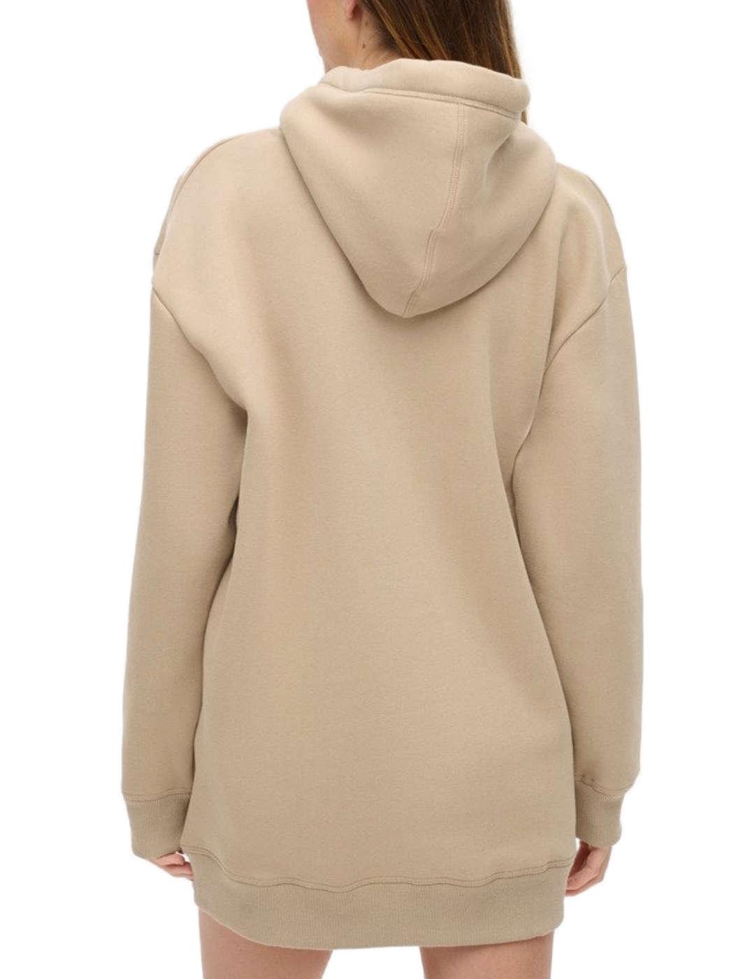 Vestido Superdry Essential sudadera beige con capucha mujer