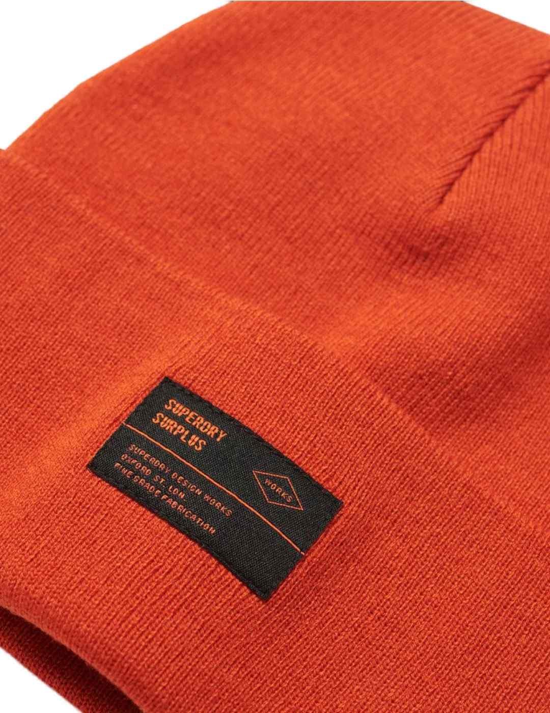 Gorro Superdry Surplus naranja de punto unisex