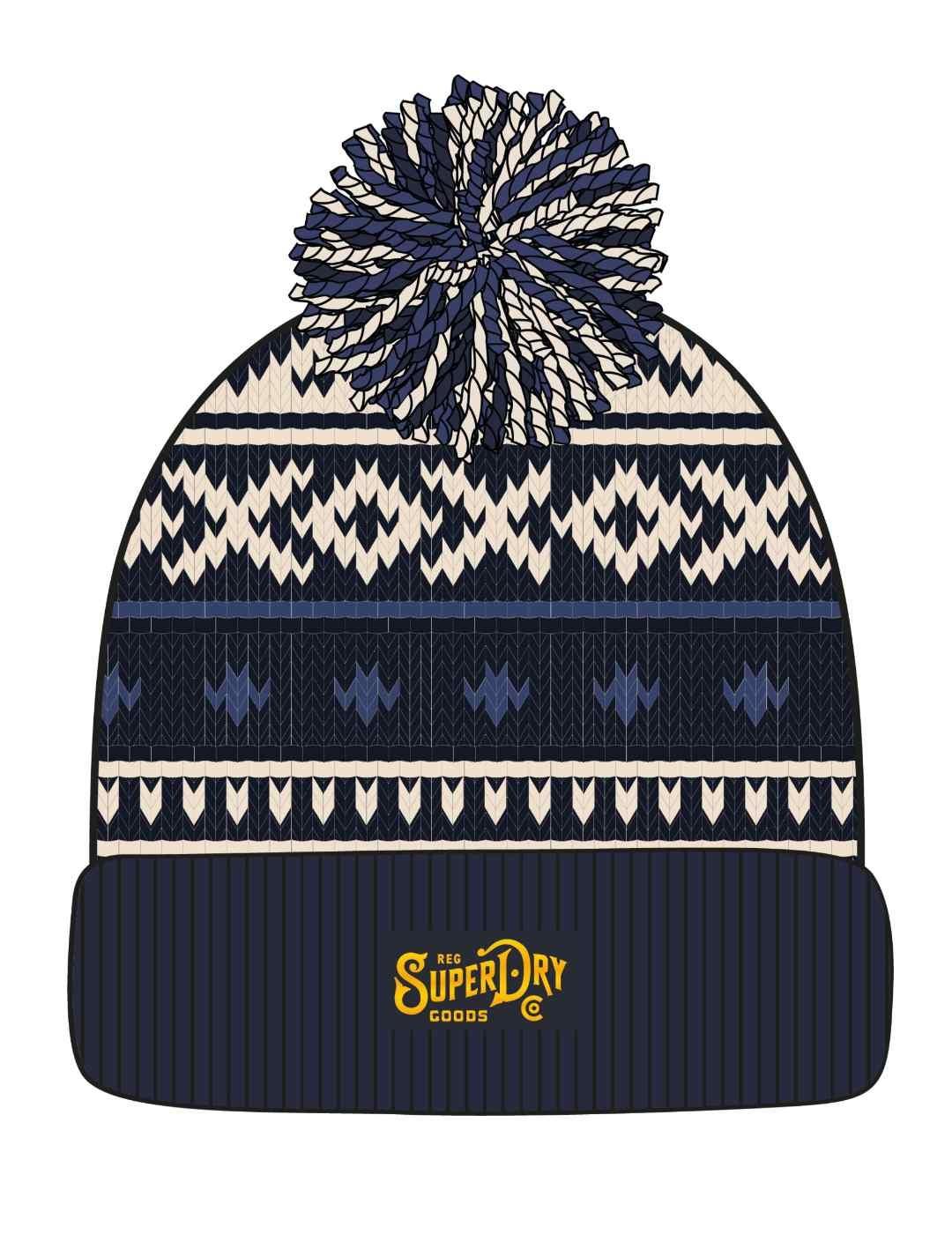 Gorro Superdry estampado azul marino de lana para mujer