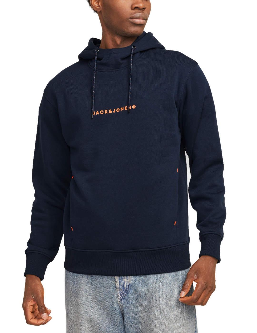 Sudadera Jack&Jones Tree marino con capucha para hombre