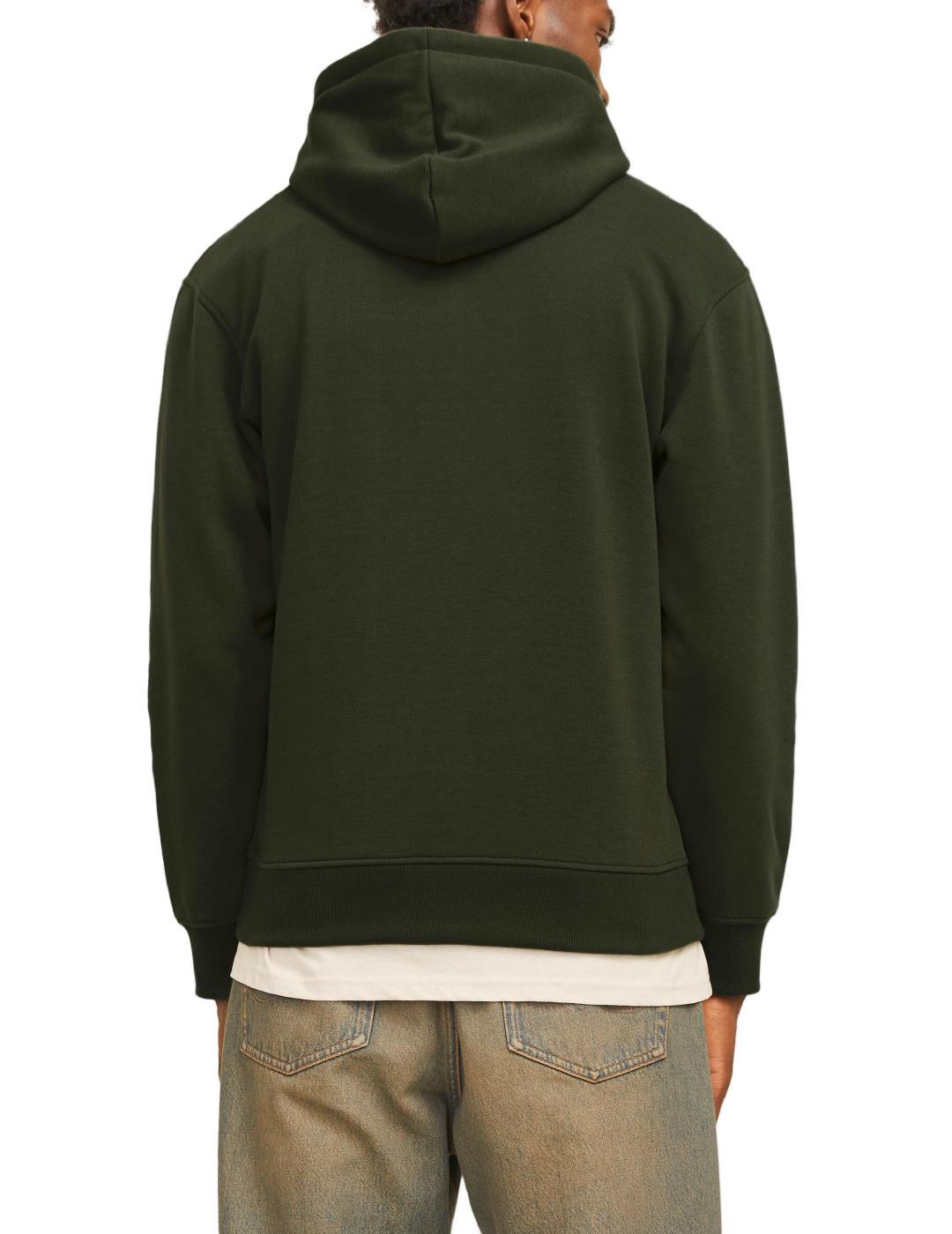 Sudadera Jack&Jones Tree verde oscuro con capucha de hombre