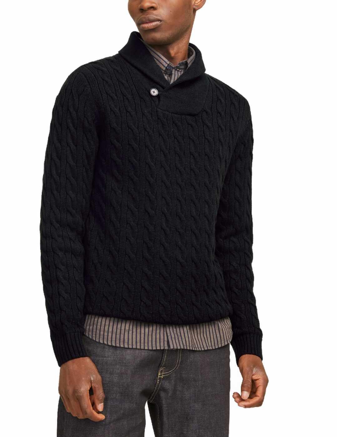 Jersey Jack&Jones Crash negro para punto trenzado de hombre