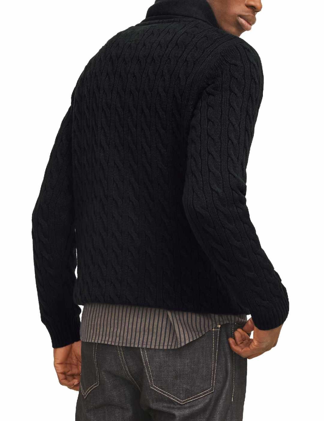 Jersey Jack&Jones Crash negro para punto trenzado de hombre