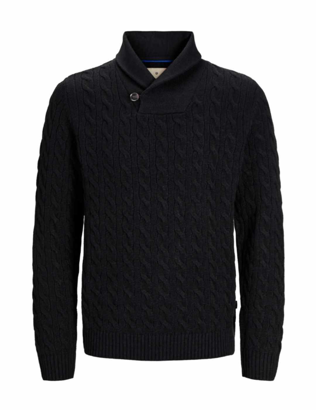 Jersey Jack&Jones Crash negro para punto trenzado de hombre