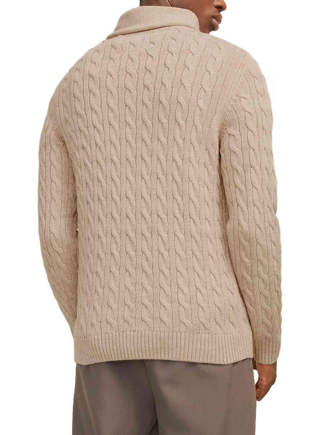 Jersey Jack&Jones Crash beige de punto trenzado para hombre