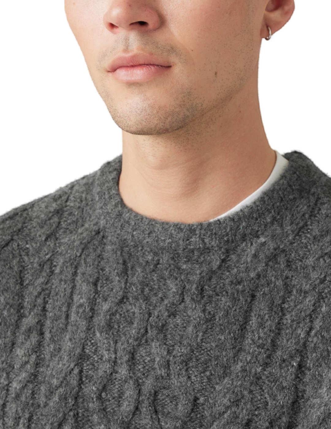 Jersey Levi´s gris trenzado de lana regular para hombre