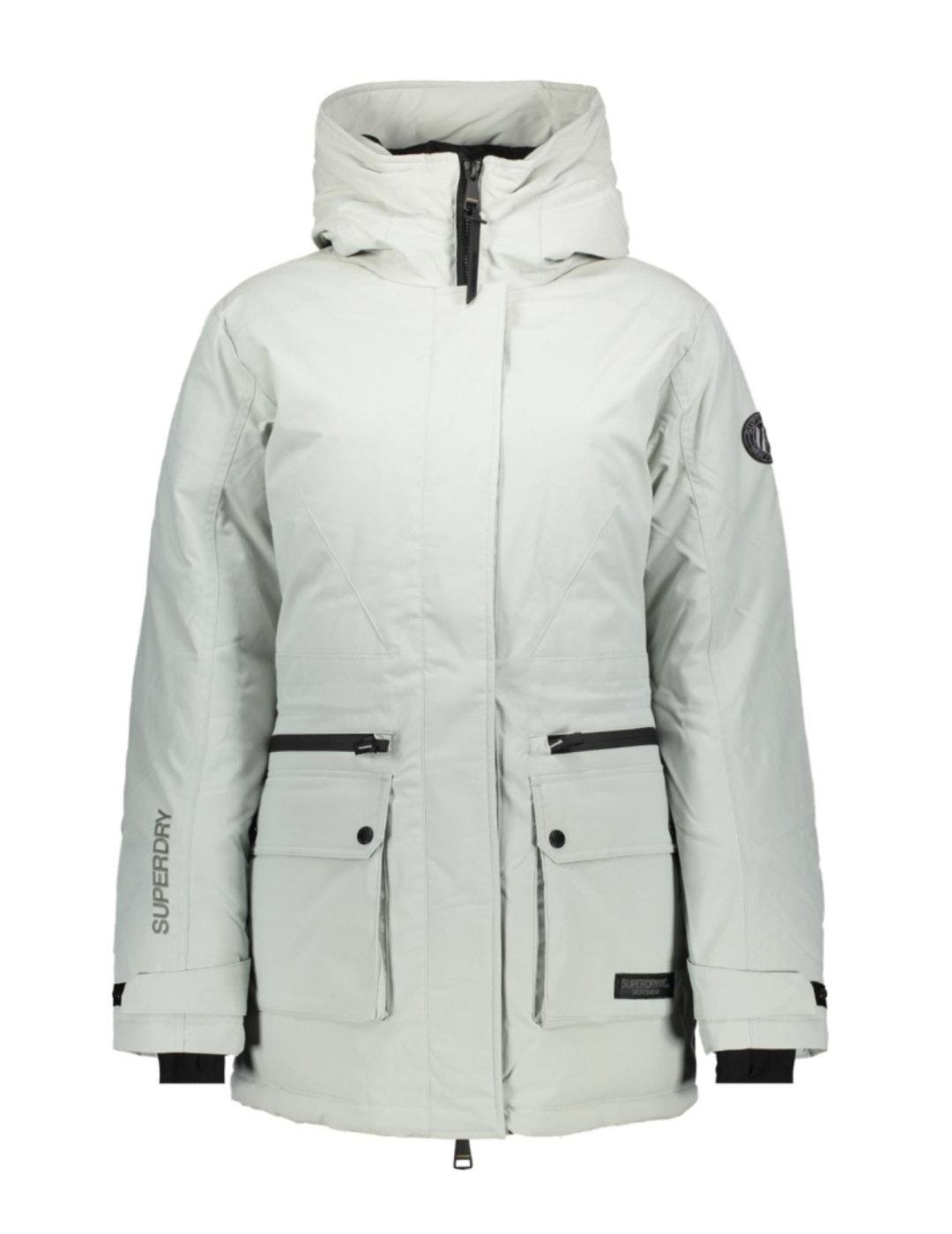 Parka Superdry City Padded gris con capucha para mujer