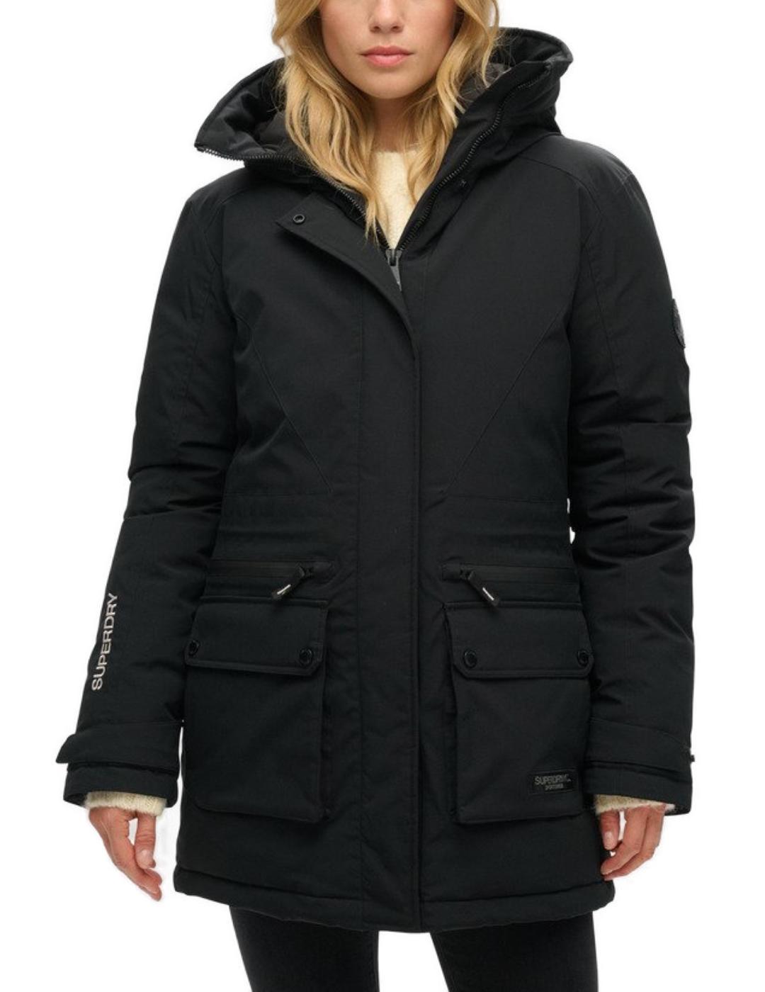 Parka Superdry City Padded negro con capucha para mujer