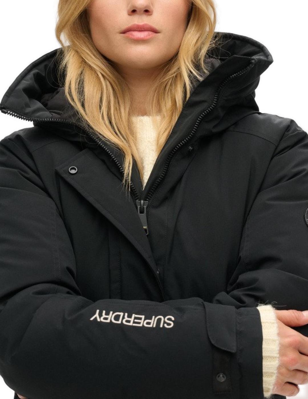 Parka Superdry City Padded negro con capucha para mujer