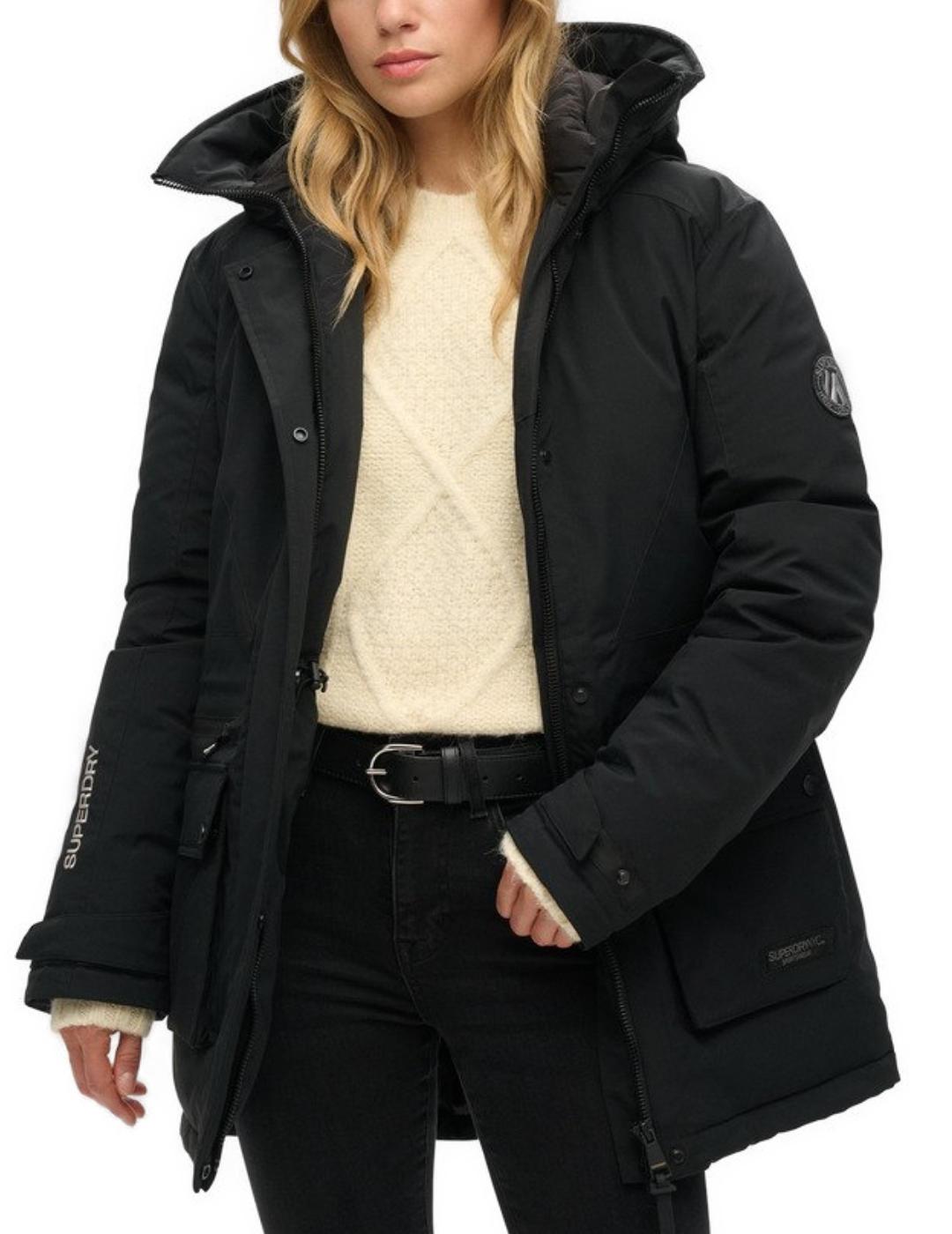 Parka Superdry City Padded negro con capucha para mujer