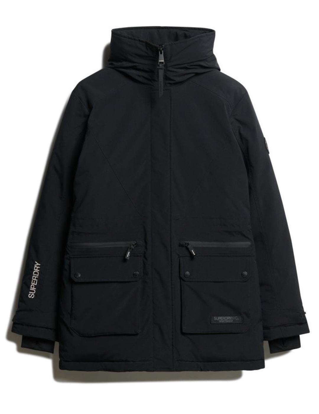 Parka Superdry City Padded negro con capucha para mujer