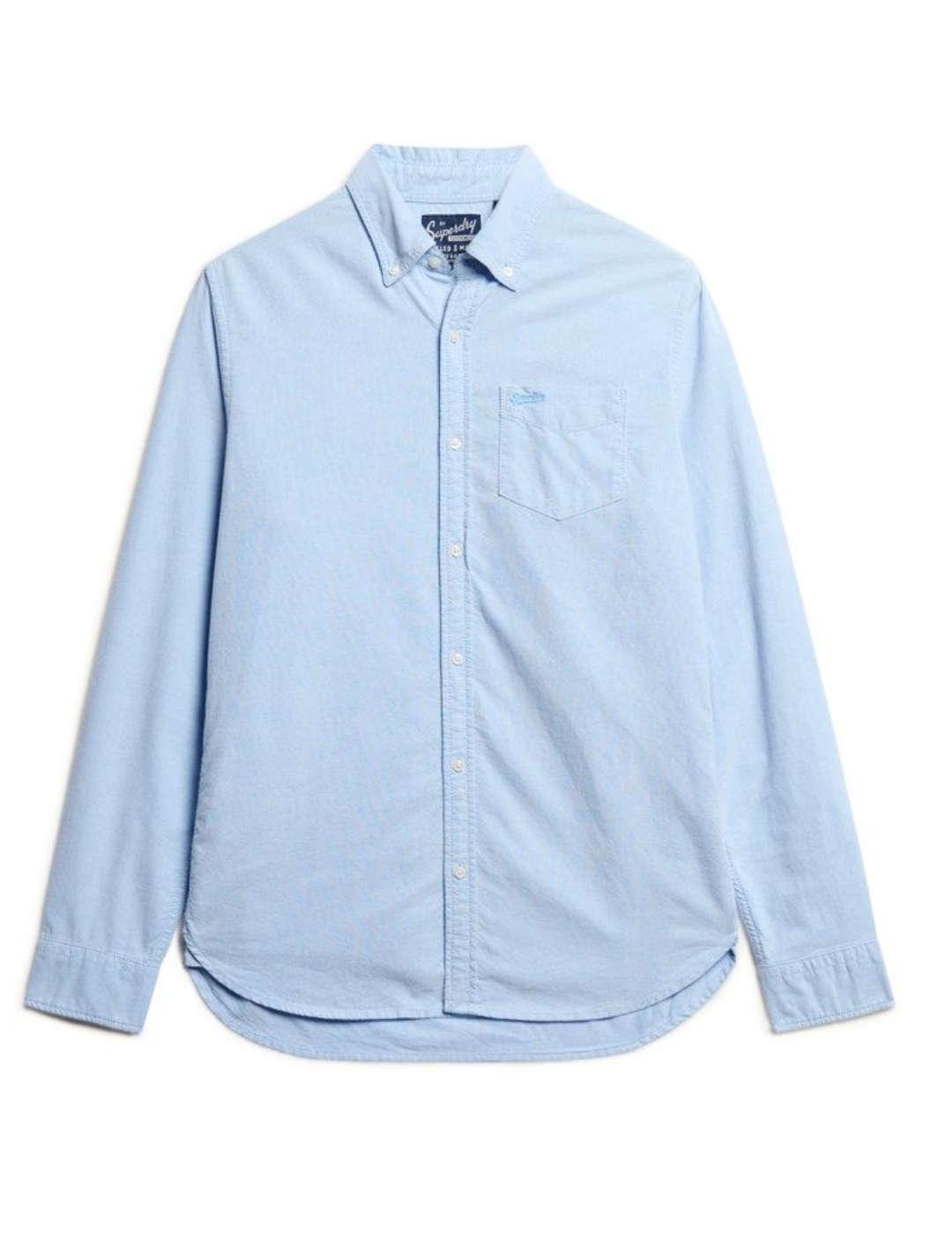 Camisa Superdry Oxford celeste regular fit para hombre