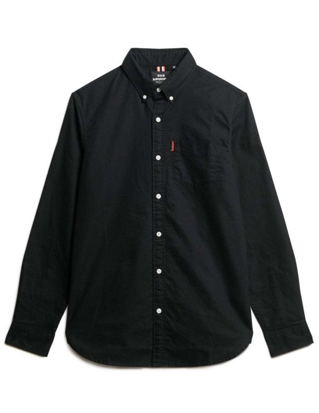 Camisa Superdry Oxford negro regular fit para hombre