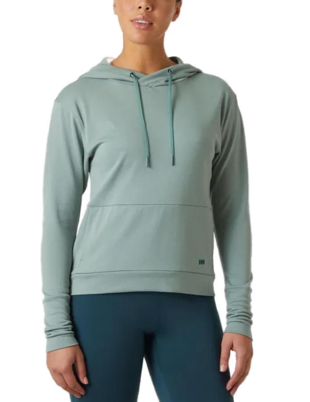 Sudadera Helly Hansen Hoodie verde agua con capucha de mujer