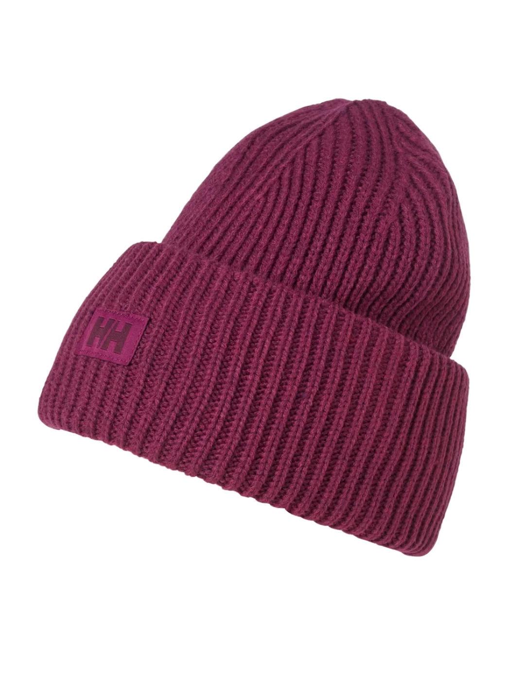 Gorro Helly Hansen Beanie morado con logo a tono unisex