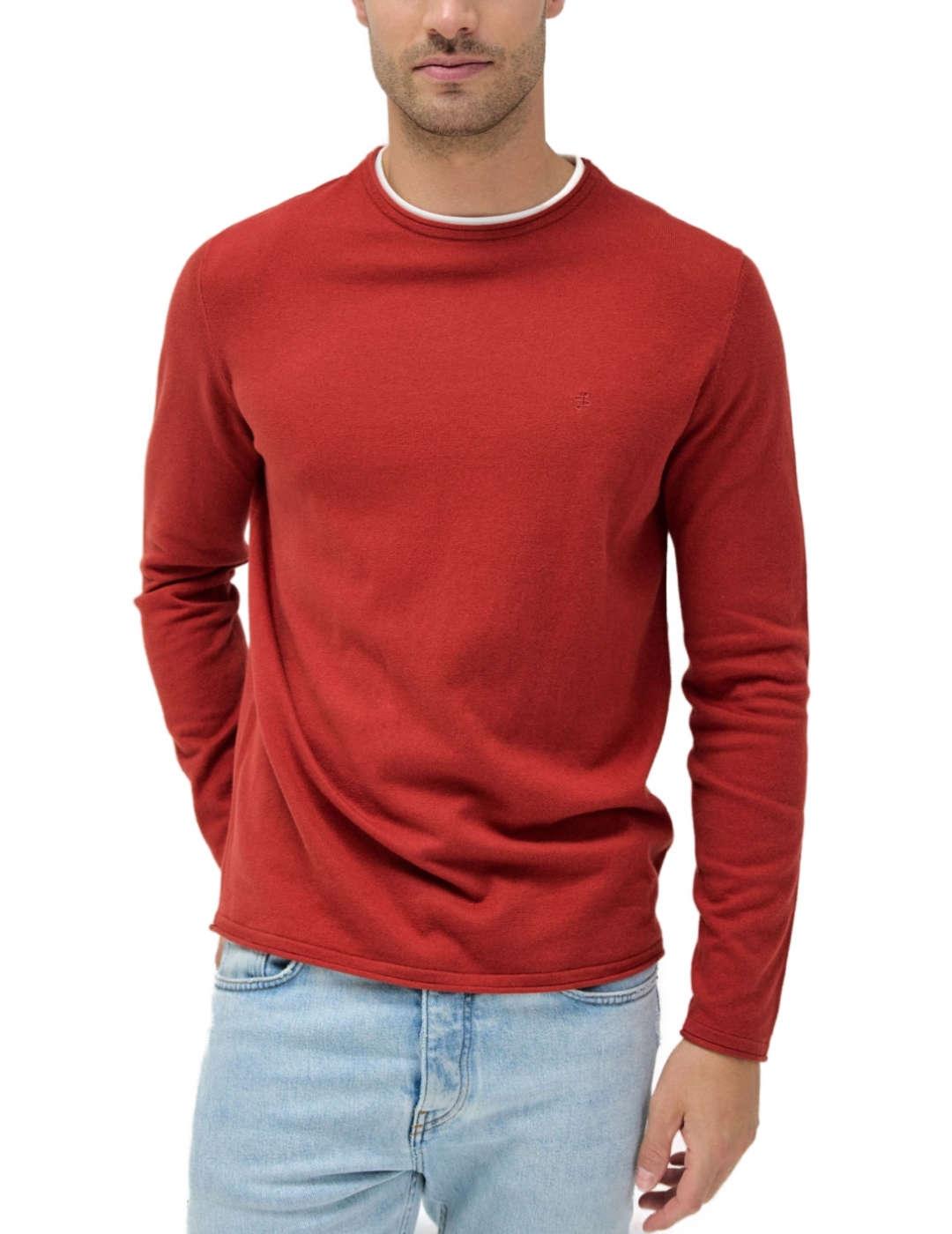 Jersey Salsa punto rojo teja cuello camiseta para hombre