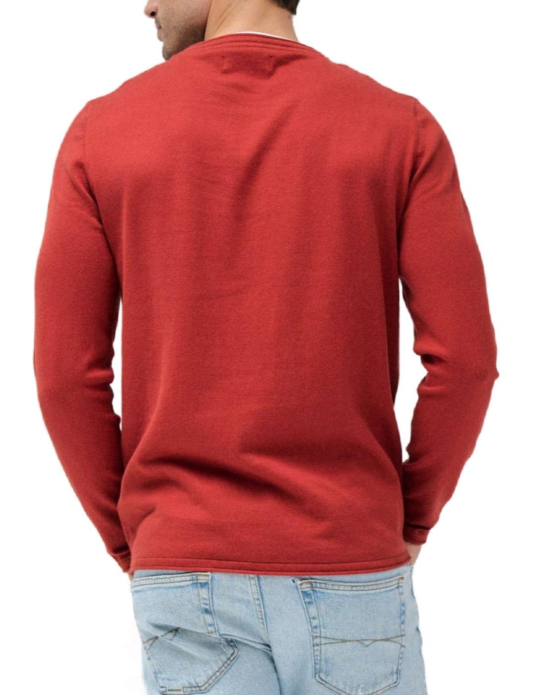 Jersey Salsa punto rojo teja cuello camiseta para hombre