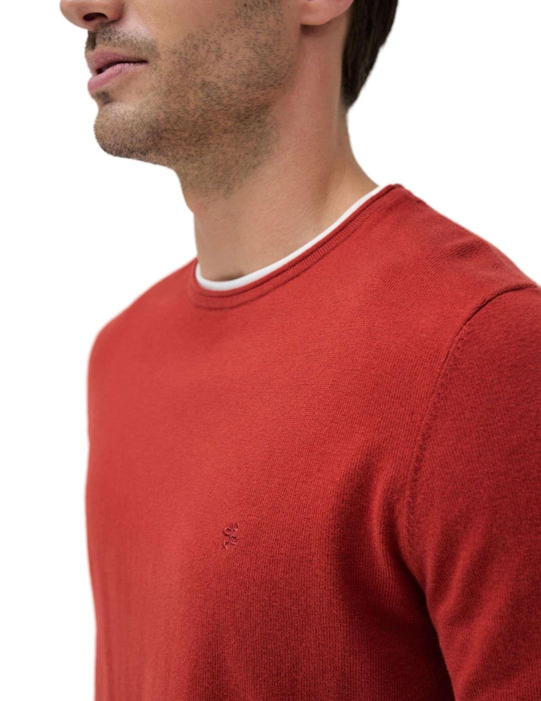 Jersey Salsa punto rojo teja cuello camiseta para hombre