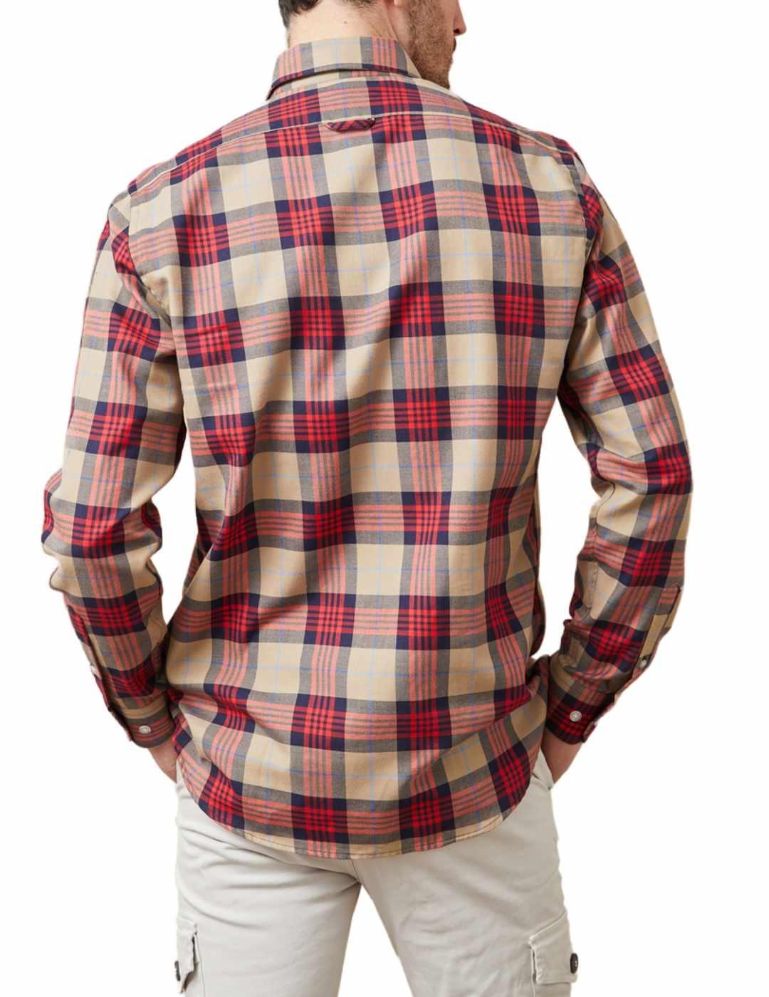 Camisa Altonadock cuadros granate y beige Slim fit de hombre