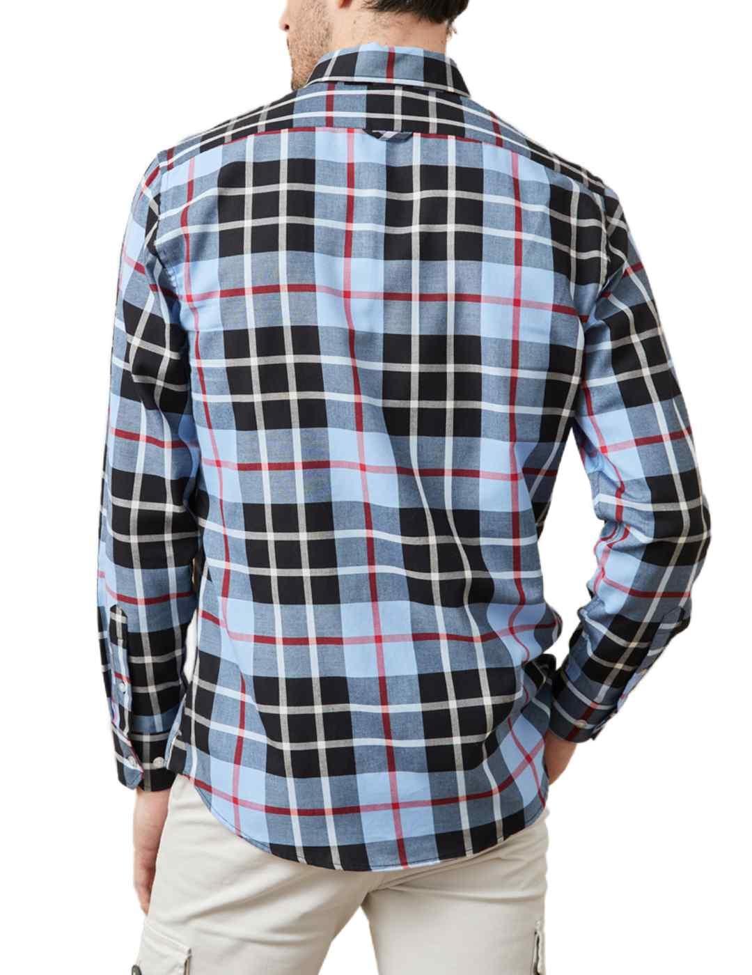 Camisa Altonadock cuadros azules y rojos slim fit de hombre