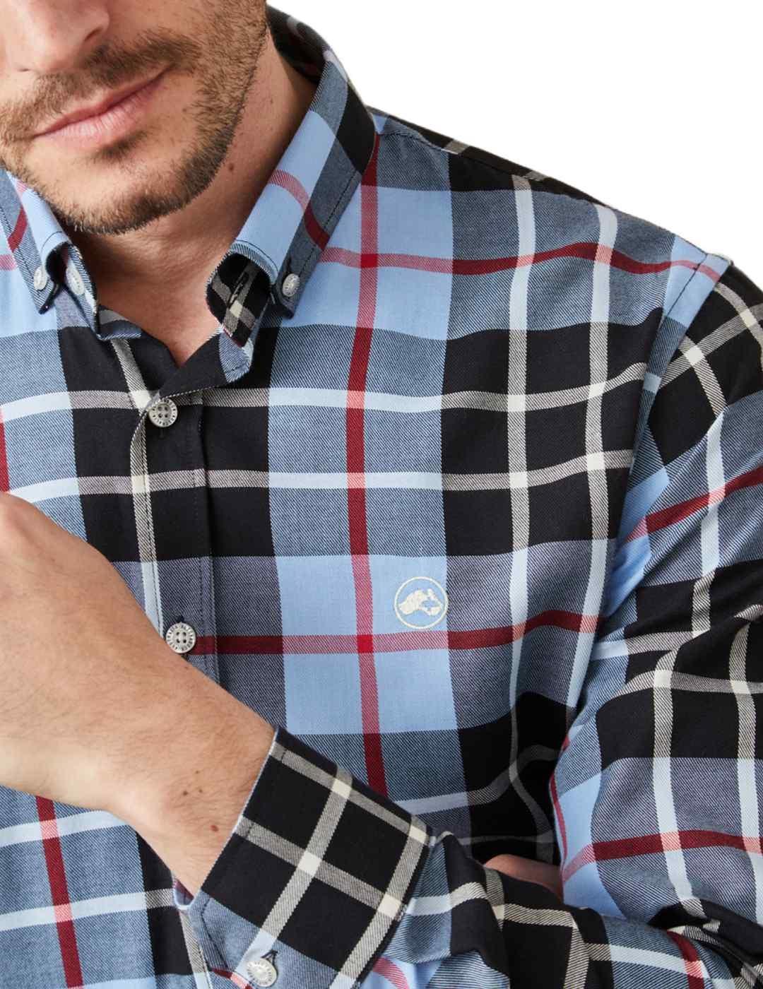 Camisa Altonadock cuadros azules y rojos slim fit de hombre