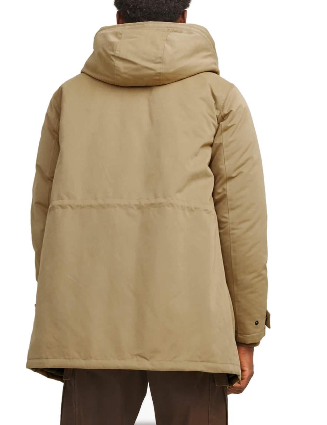 Parka Jack&Jones polar beige con capucha para hombre