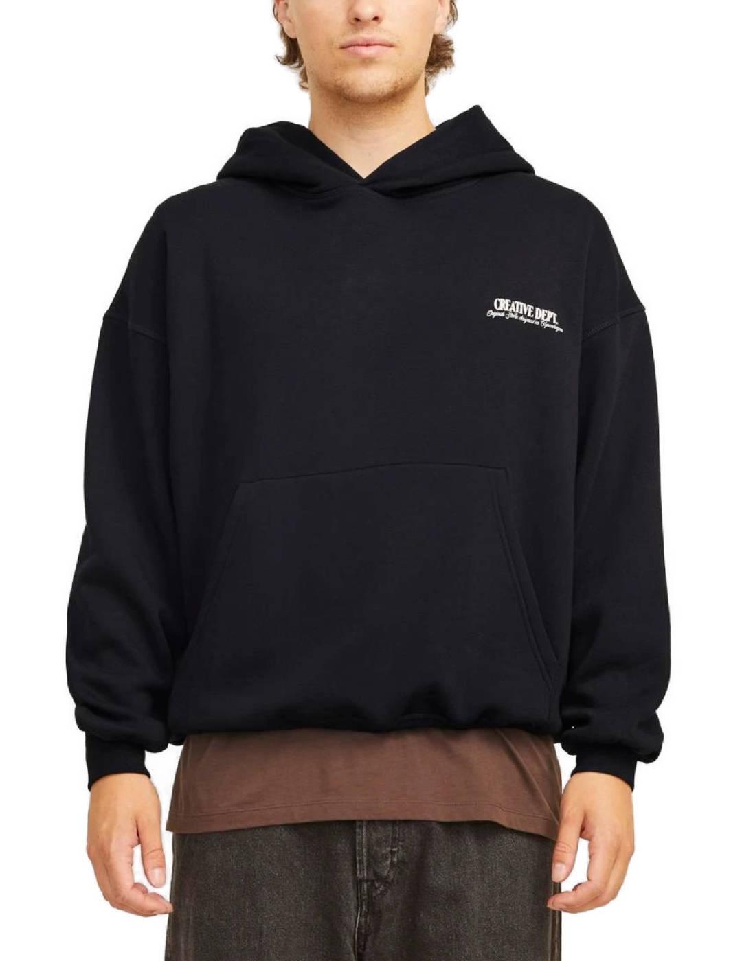 Sudadera Jack&Jones Bury negra con capucha para hombre