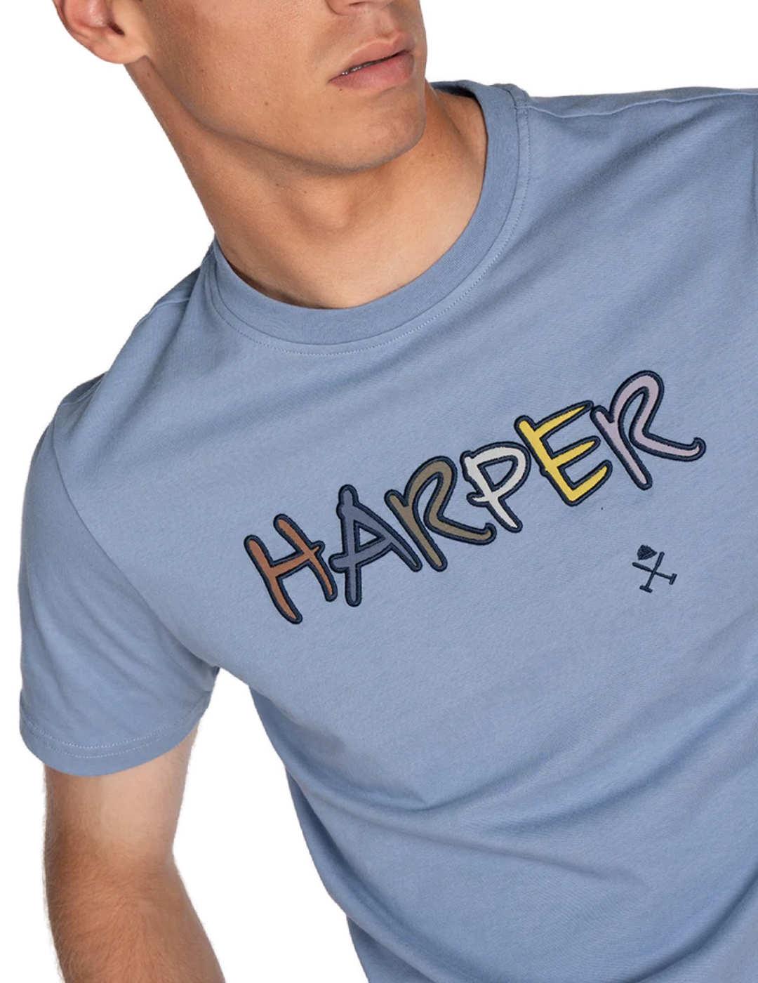 Camiseta Harper Groovy Garden azul manga corta para hombre