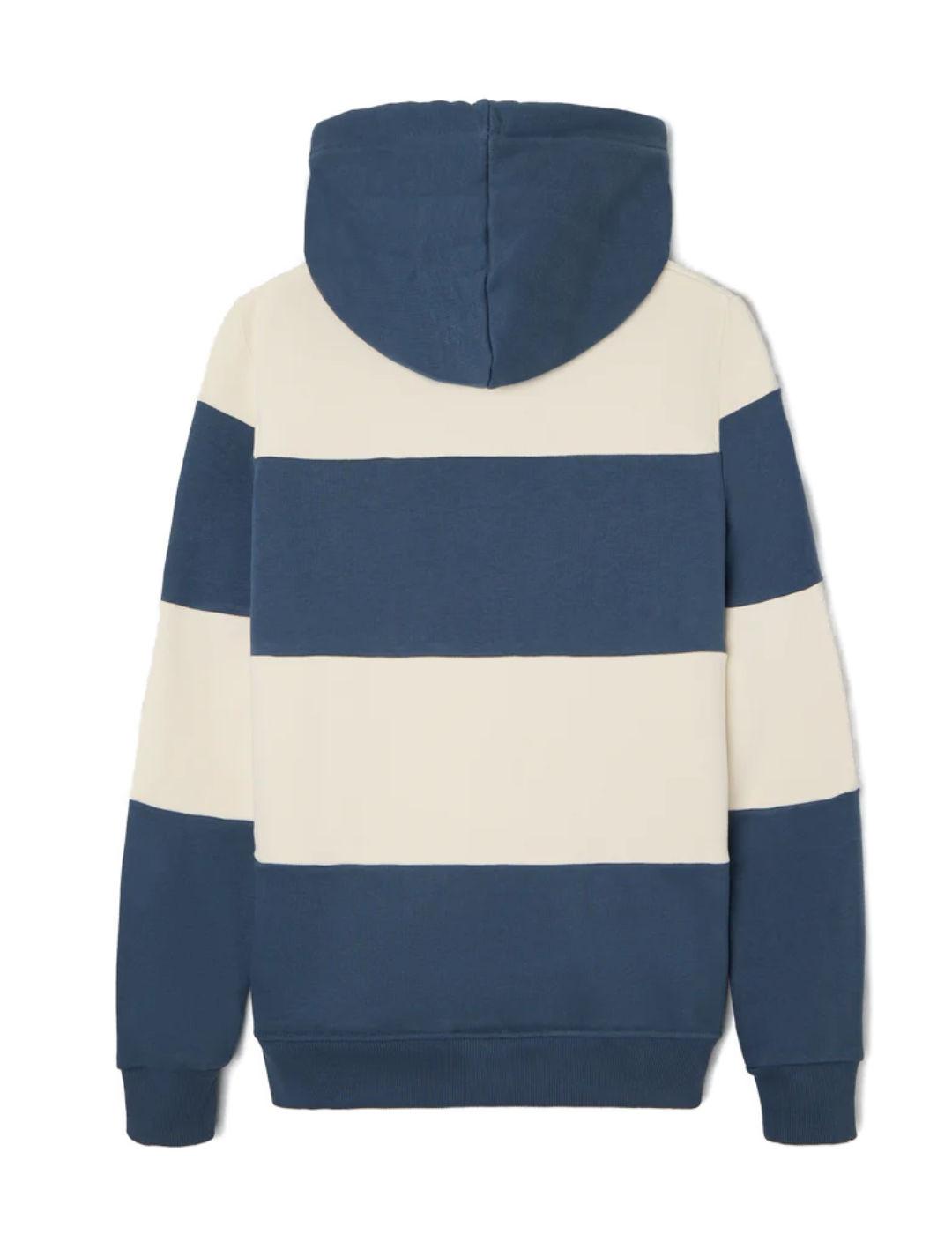 Sudadera Silbon capucha beige con rayas anchas azul  hombre