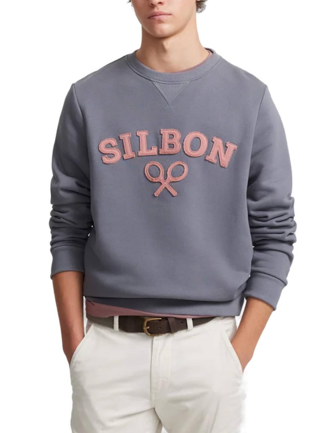 Sudadera Silbon gris oscuro con logo rosa para hombre