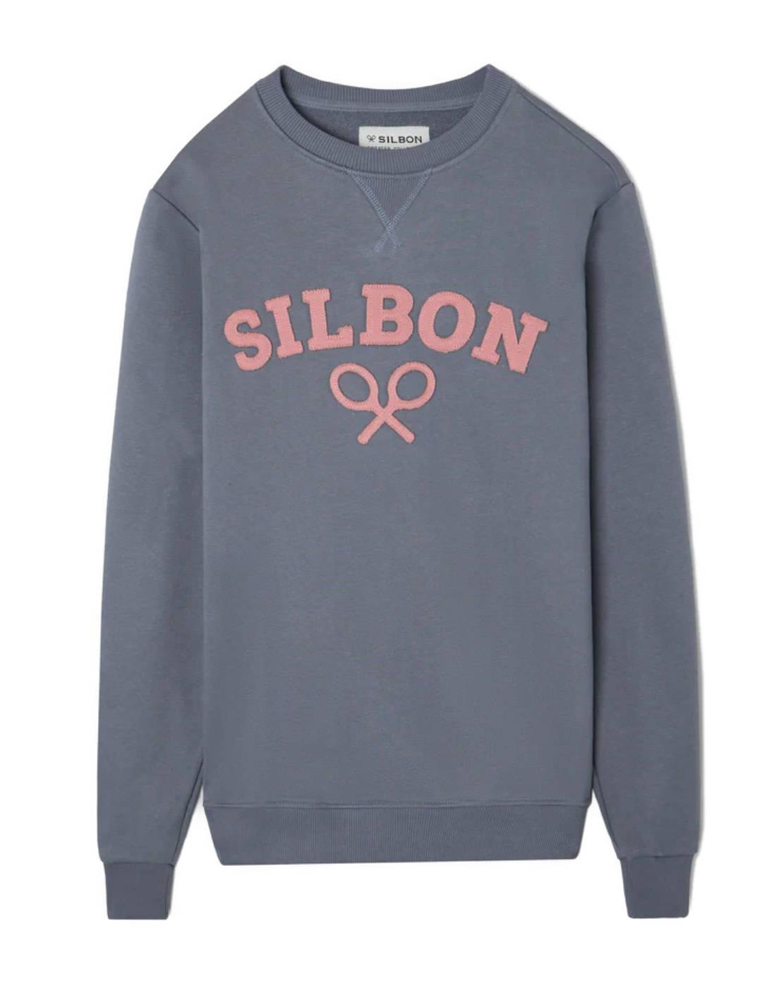 Sudadera Silbon gris oscuro con logo rosa para hombre