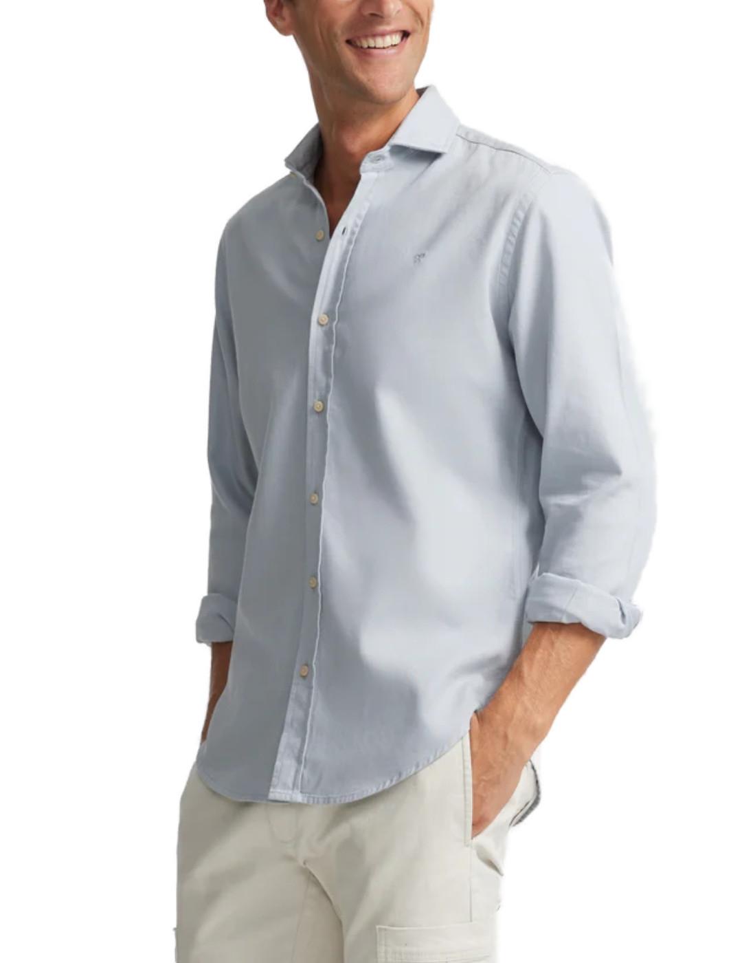 Camisa Silbon sport lisa micropiqué azul claro para hombre