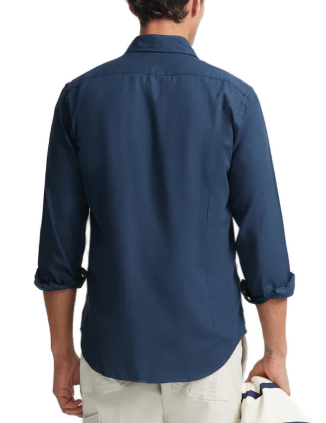 Camisa Silbon sport lisa micropiqué azul marino para hombre