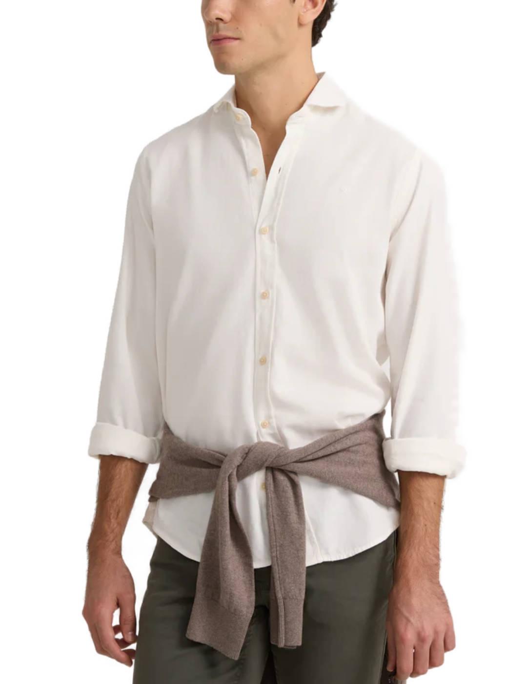 Camisa Silbon sport lisa micropiqué blanca Slim para hombre