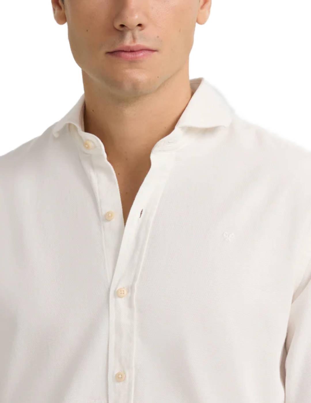 Camisa Silbon sport lisa micropiqué blanca Slim para hombre