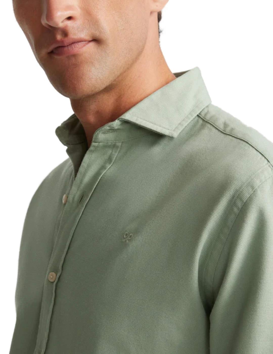 Camisa Silbon sport micropiqué verde claro Slim de hombre