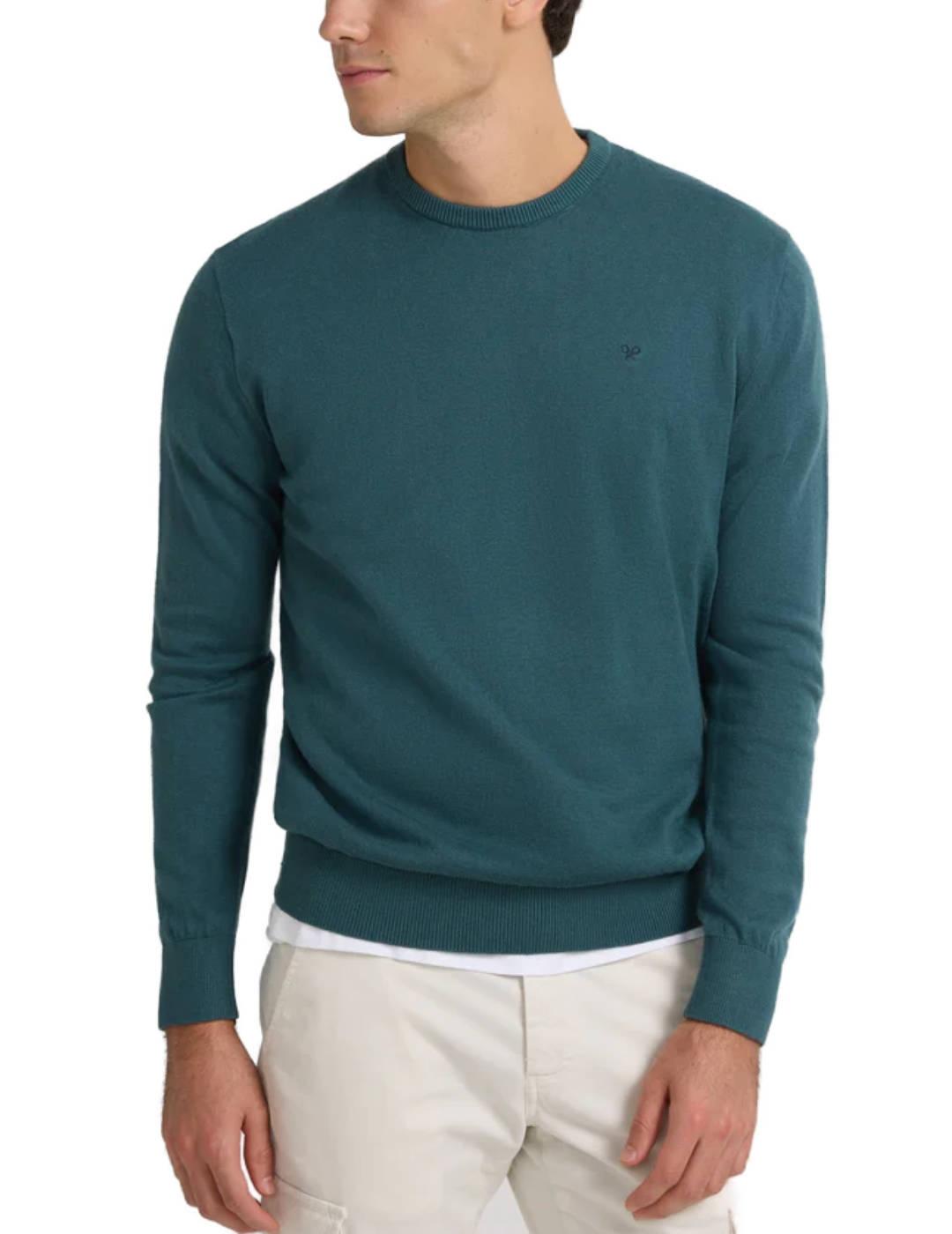 Jersey Silbon verde cuello redondo Regular fit de hombre