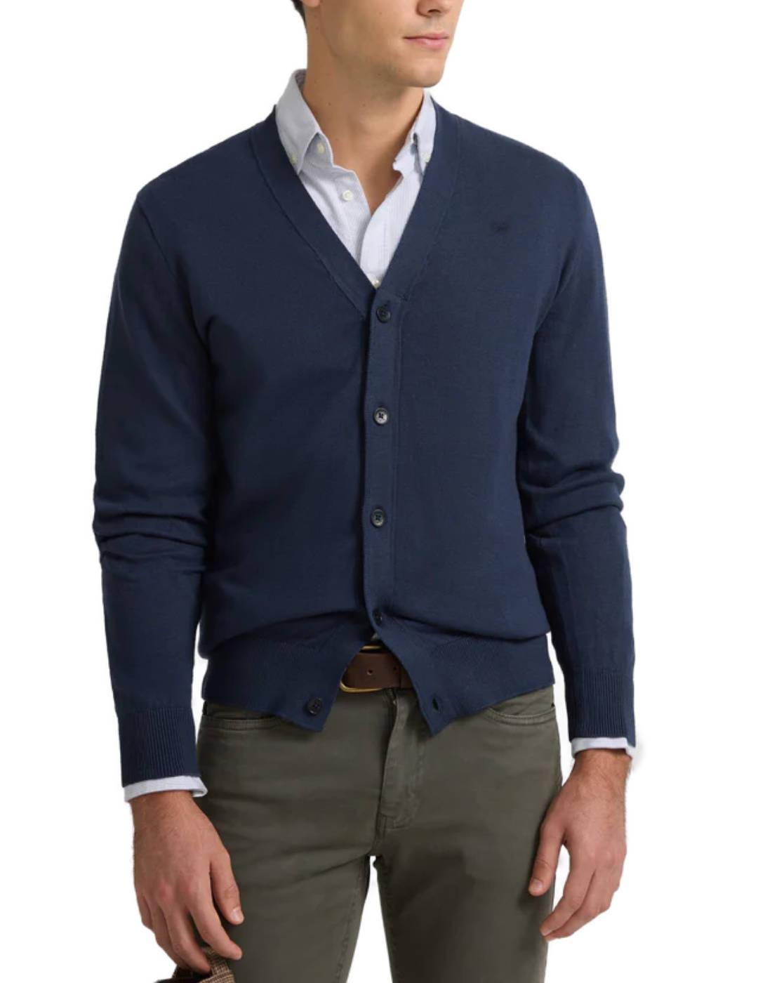 Cárdigan Silbonclasico liso azul marino para hombre