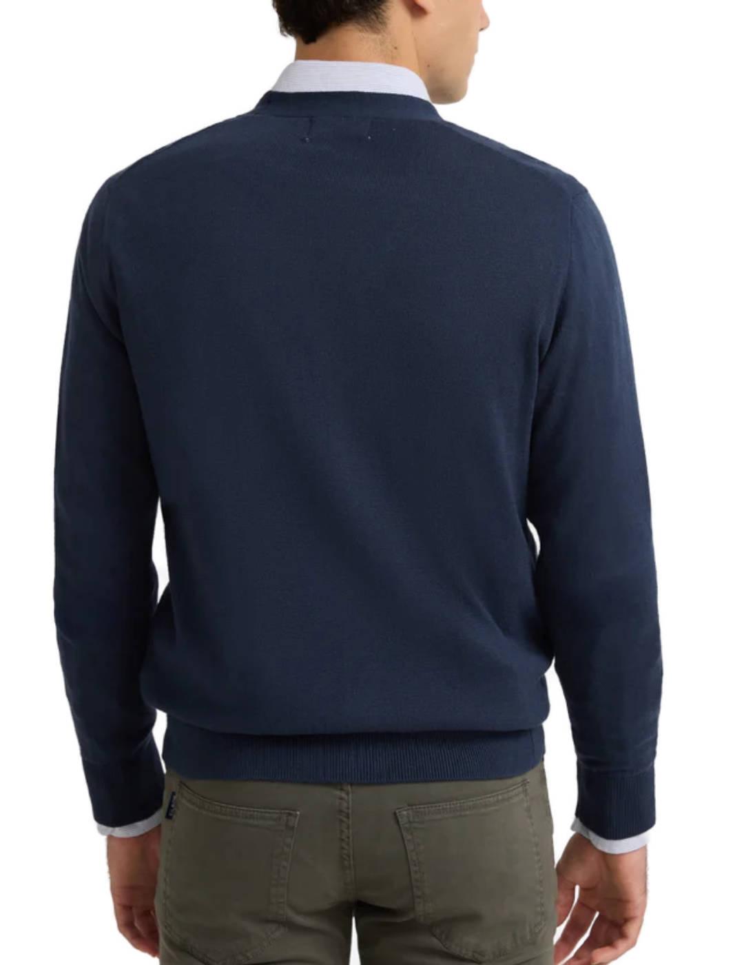 Cárdigan Silbonclasico liso azul marino para hombre