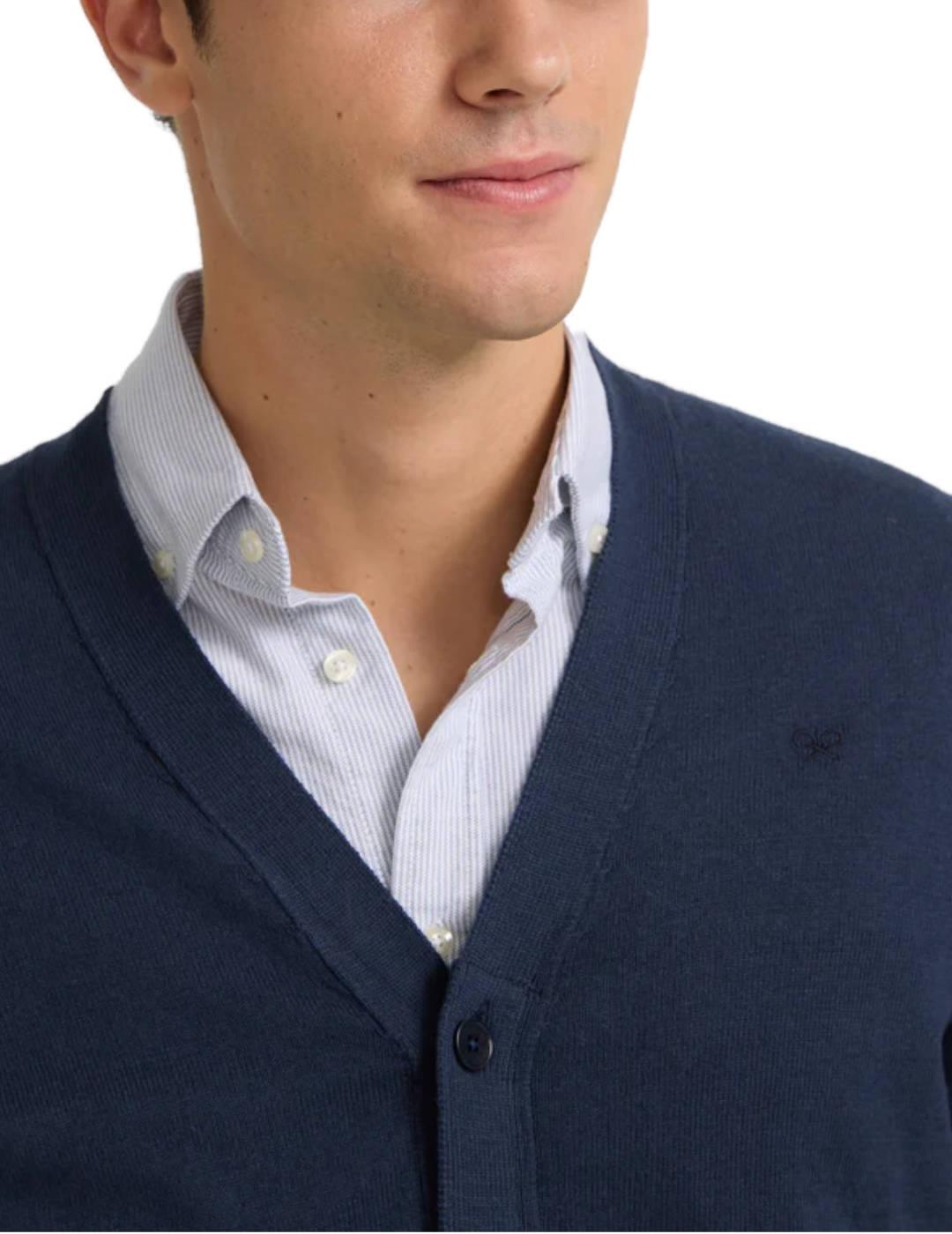 Cárdigan Silbonclasico liso azul marino para hombre