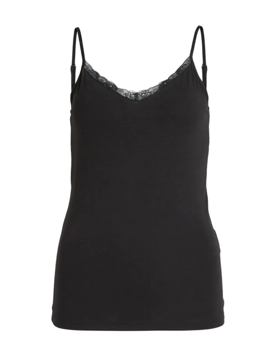 Top Vila Daisy tirantes negro con puntilla para mujer