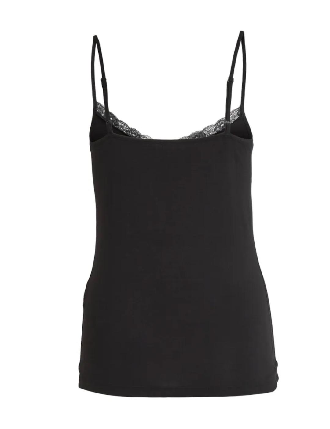 Top Vila Daisy tirantes negro con puntilla para mujer