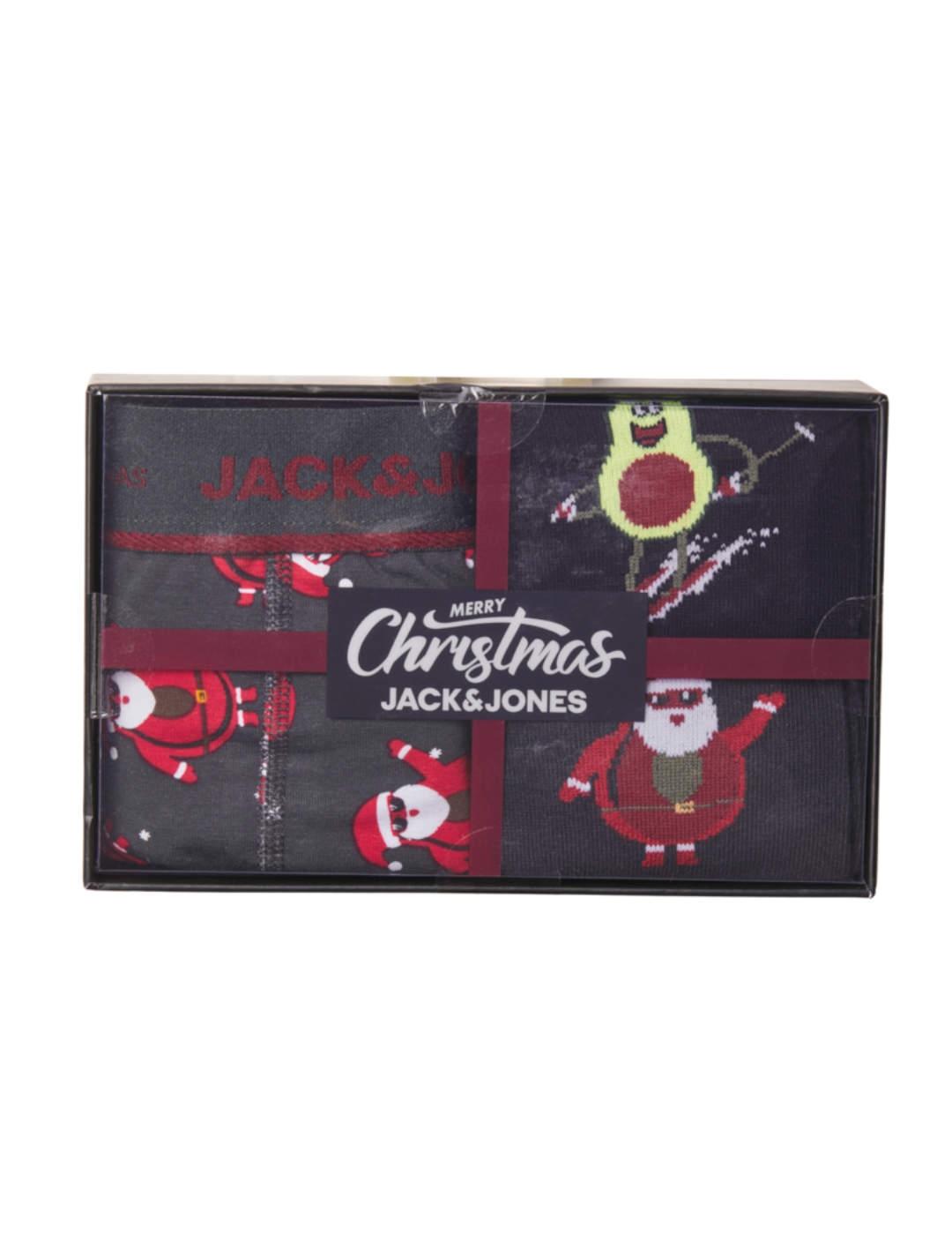 Íntimo pack Jack&Jones Junior Xmas verde y negro para niño