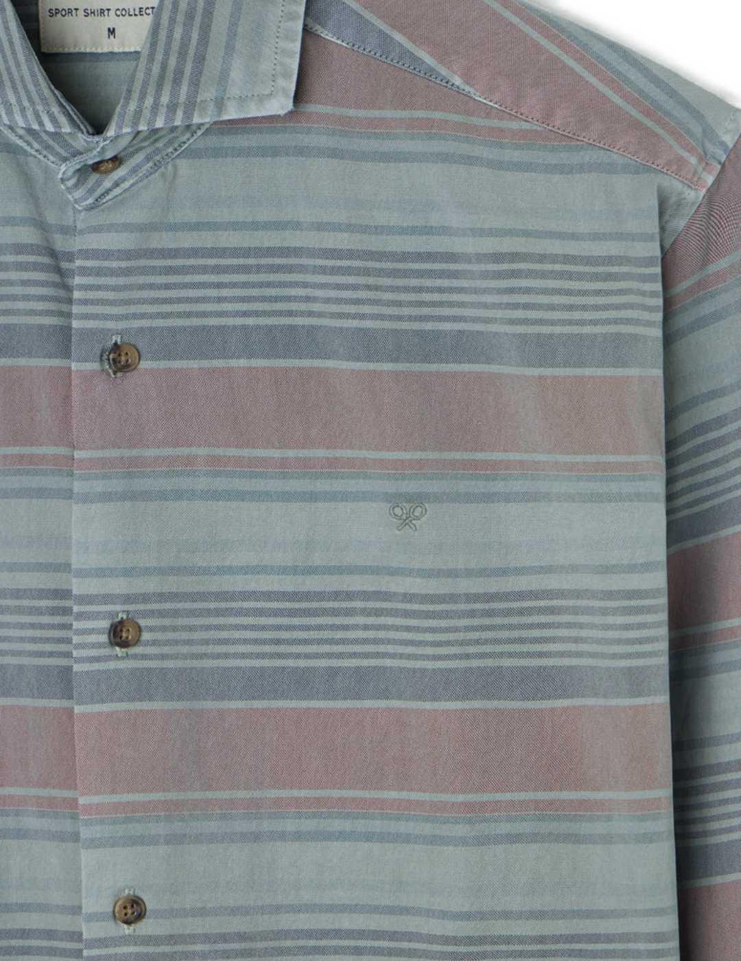 Camisa Silbon rayas verde/azul/granate regular para hombre